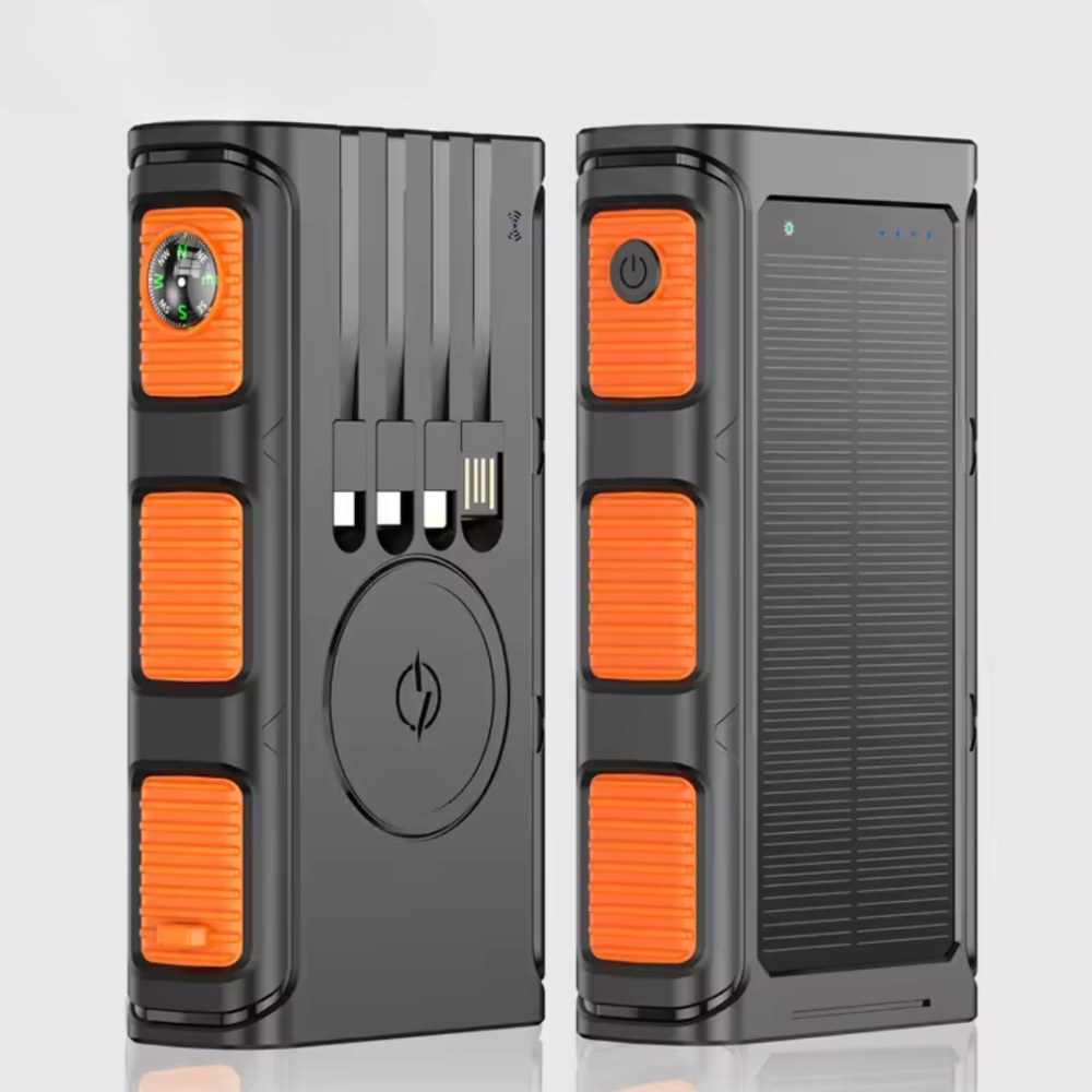 Портативний зовнішній акумулятор, павербанк на сонячній батареї з бездротовою зарядкою 20000мАч Orange Кам'янець-Подільський - фото 1
