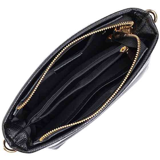 Невелика сумка на плече з натуральної шкіри 22080 Vintage Чорна Київ