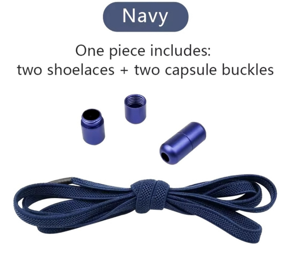 Шнурки еластичні без зав'язок з застібками в один колір Темно-синій Сміла - фото 1