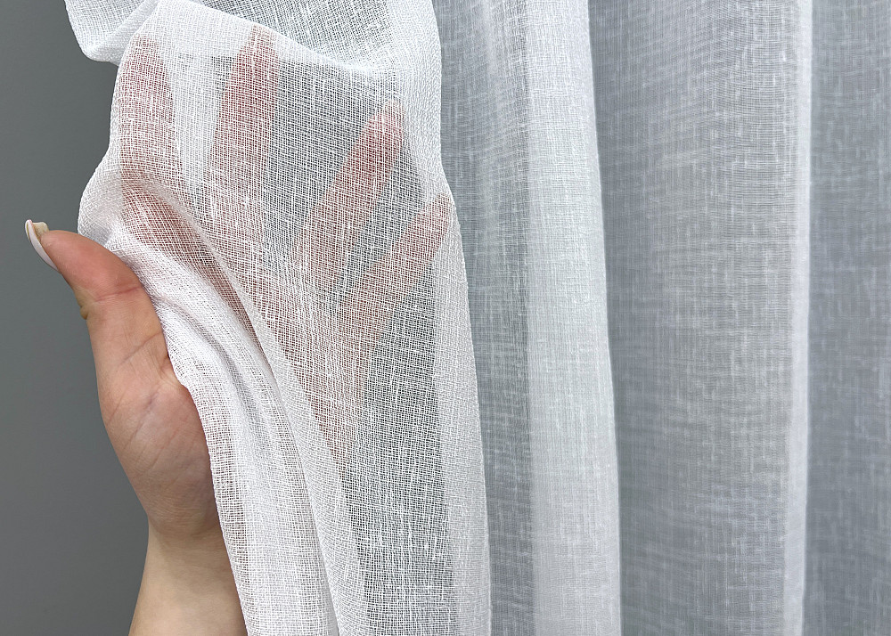 Тюль VR-Textil 2037т Лен Шлифованный однотонный с отблеском Белый 400х270 см (42-1158) Киев - изображение 6