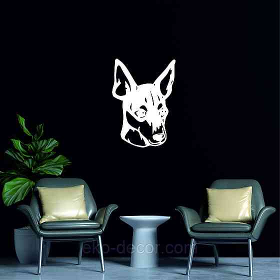 Декоративне настінне Панно «Фокстер'єр», Декор на стіну 90*76 см, Білий Київ