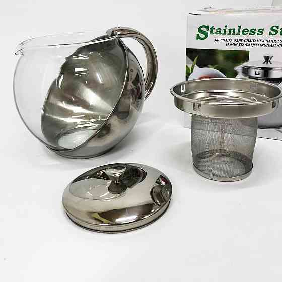 Скляний чайник з фільтром для заварювання чаю UNIQUE UN-1164 1.10 л, Заварний чайник скляний з ручкою HR-15 Львів