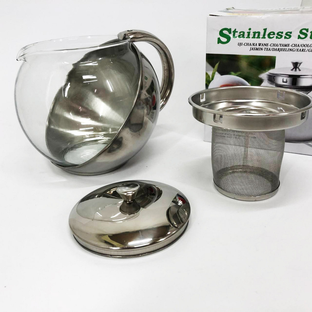 Скляний чайник з фільтром для заварювання чаю UNIQUE UN-1164 1.10 л, Заварний чайник скляний з ручкою HR-15 Львів - фото 5