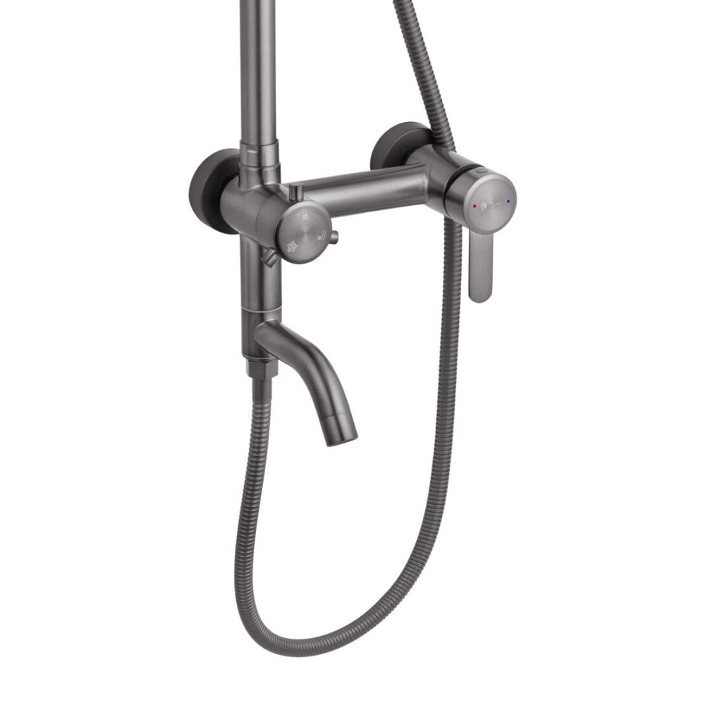 Душевая система настенного монтажа Agua Elposo — INOX064AM с изливом, графит Киев - изображение 2