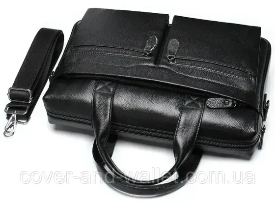 Мужская сумка из натуральной кожи черного цвета ST Leather Киев