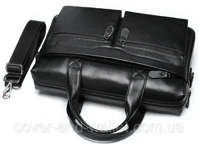Мужская сумка из натуральной кожи черного цвета ST Leather Киев - изображение 5