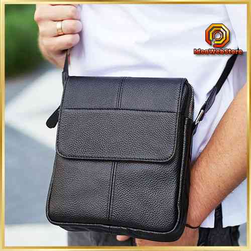 Чоловічий класичний великий шкіряний месенджер чорний BEXHILL TD-21334A Київ