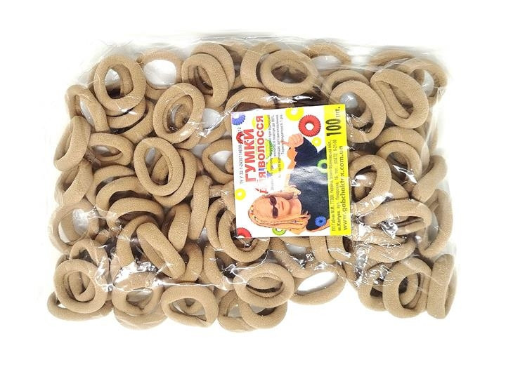 Гумки для волосся бежеві 100 шт Київ - фото 1