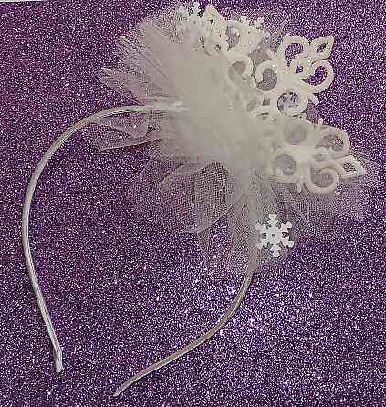 Новогодний обруч снежинка белая с фатином новогодний one size ручная работа белый Киев