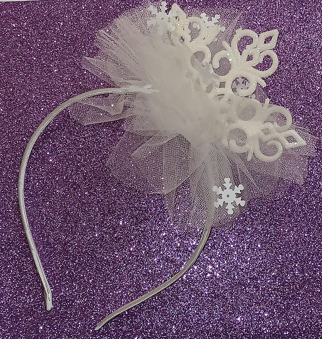 Новогодний обруч снежинка белая с фатином новогодний one size ручная работа белый Киев - изображение 1