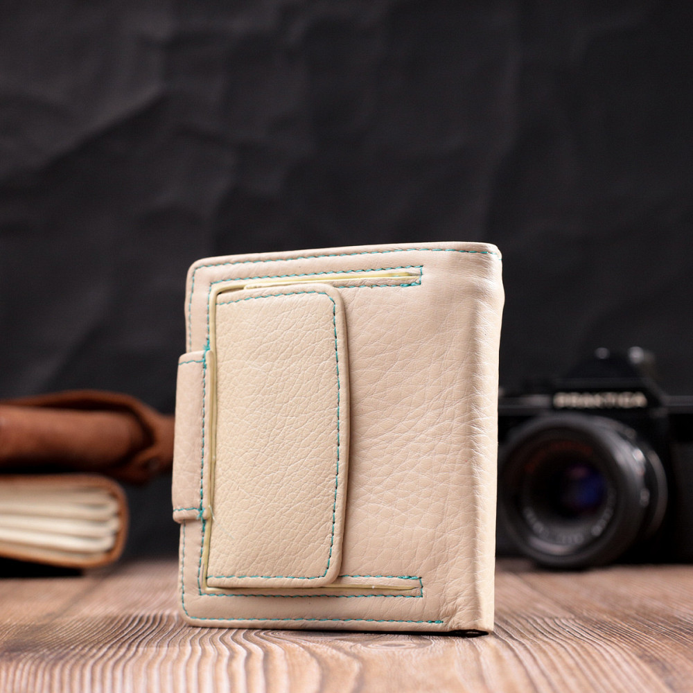 Оригинальное кожаное портмоне с монетницей снаружи для женщин ST Leather 19455 Белый Киев - изображение 2