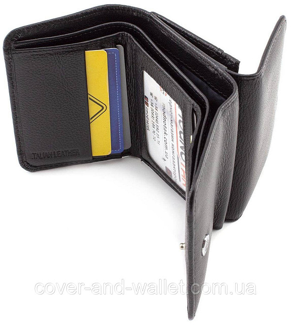 Маленький женский кошелек из натуральной кожи цвет черный ST Leather Киев - изображение 5