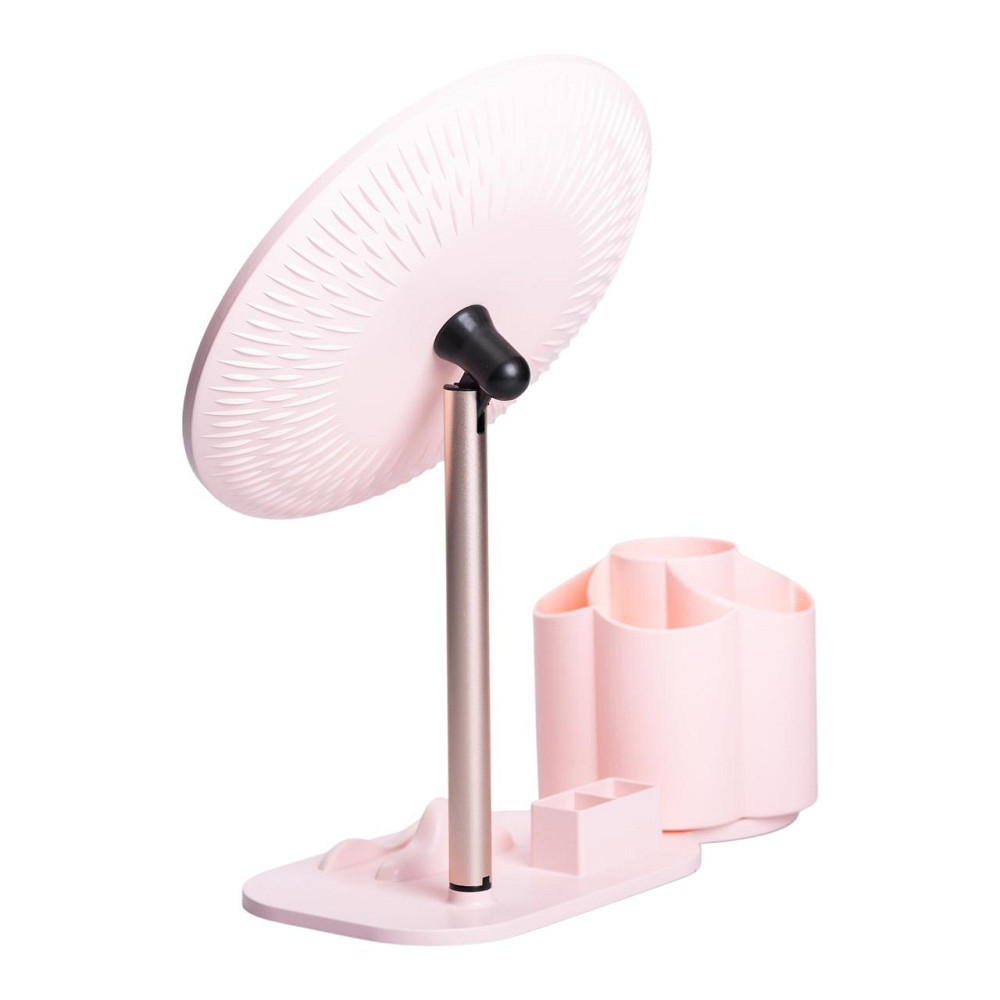 Дзеркало для макіяжу з підсвічуванням кругле настільне Ø21 см з підставкою Рожеве HP-10-9AP Коломия - фото 7