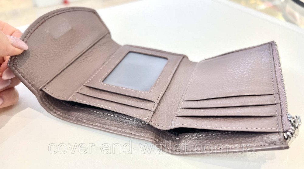 Темно-розовый женский кошелек маленького размера из натуральной кожи на магните Helen Verde Киев - изображение 13