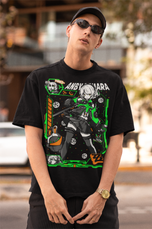 Футболка для хлопчика з аніме принтом Анбй Демара Зенлесс Зоне оверсайз (зріст від 165 до 180) Чорний AnimeJ0070m Дніпро