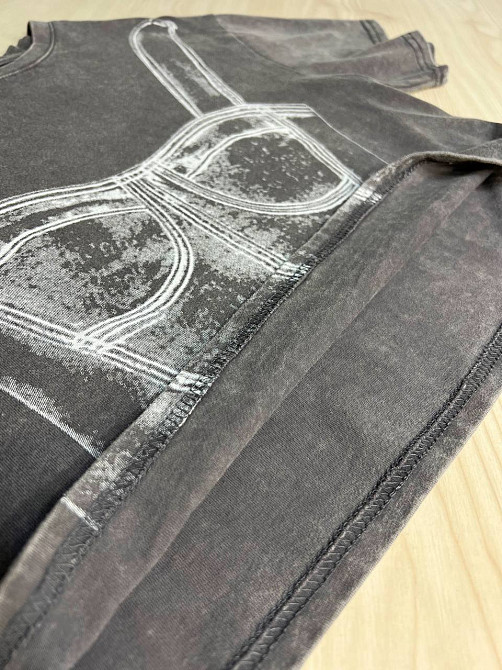 Футболка женская A-N 2732 вареная короткая широкая рисунок корсет бра, серый, one size Киев - изображение 3