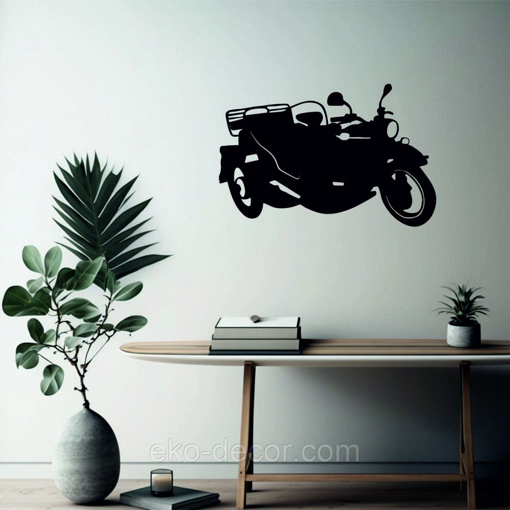 Декоративное настенное Панно «Мотоцыкл с коляской» Декор на стену 90*59 см, Черный Киев - изображение 4