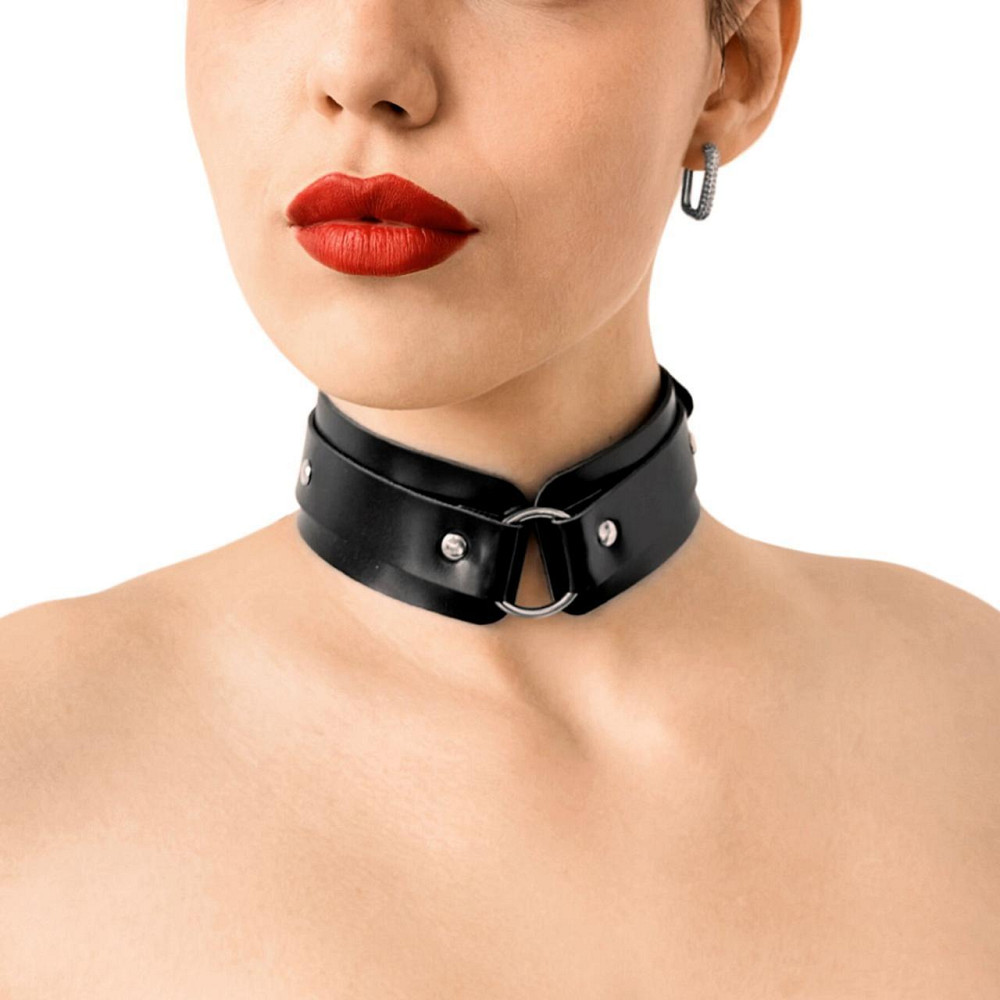 БДСМ-нашийник з кільцем Art of Sex - Martina Collar with ring, натуральна шкіра, колір чорний Sex Aura Київ - фото 1