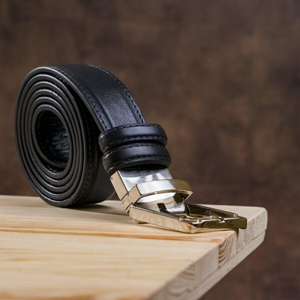 Ремень брючный двусторонний мужской Grande Pelle 11156 Синий и Черный Киев - изображение 7