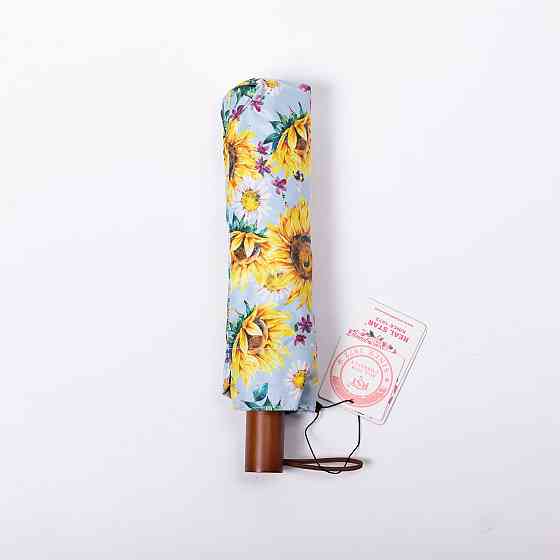 Зонт механический элегантный с принтом прочный надежный из полиэстера диаметр 100 см Жетлый HP-23-14Y Киев