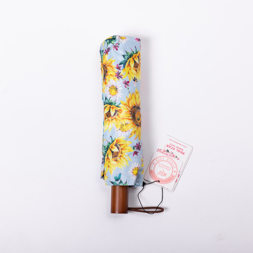 Парасолька механічна елегантна з принтом міцна надійна з поліестеру діаметр 100 см Жовтий HP-23-14Y Київ - фото 2