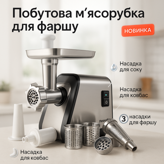 М'ясорубка електрична Rainberg RB-2271 3800Вт з насадкою для томатів та шатківницею YG-51 Львів