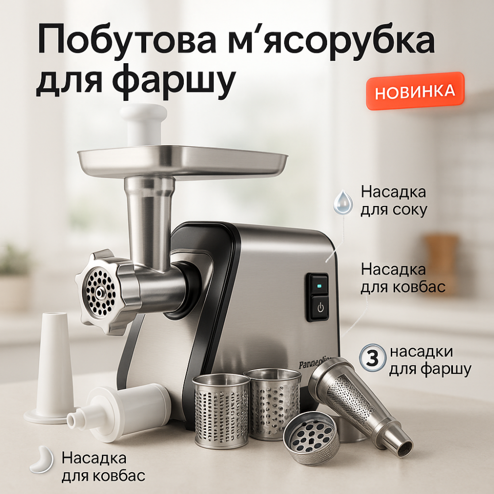 Мясорубка электрическая Rainberg RB-2271 3800 Вт с насадкой для томатов и шинковкой YG-51 Львов - изображение 6