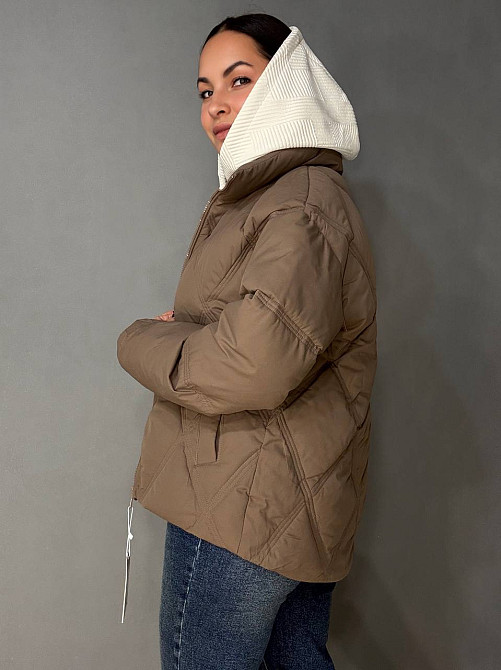 Куртка жіноча Haiziyuan 552 демісезонна оверсайз з капюшоном коричнева, коричневий, M Київ - фото 12