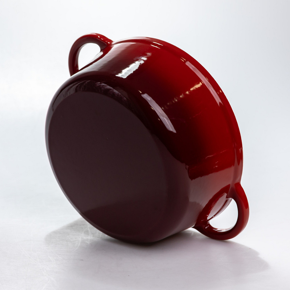 Каструля чавунна 2.5 л емальована з кришкою посуд для тушкування запікання томління кухонна Червона HP-1-14-RED Коломыя - изображение 6