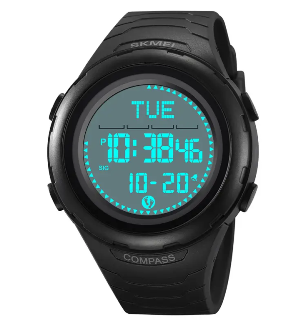 Годинник чоловічий наручний спортивний Skmei 2166 Compass з компасом і крокоміром (Чорний з білим) Вінниця - фото 3