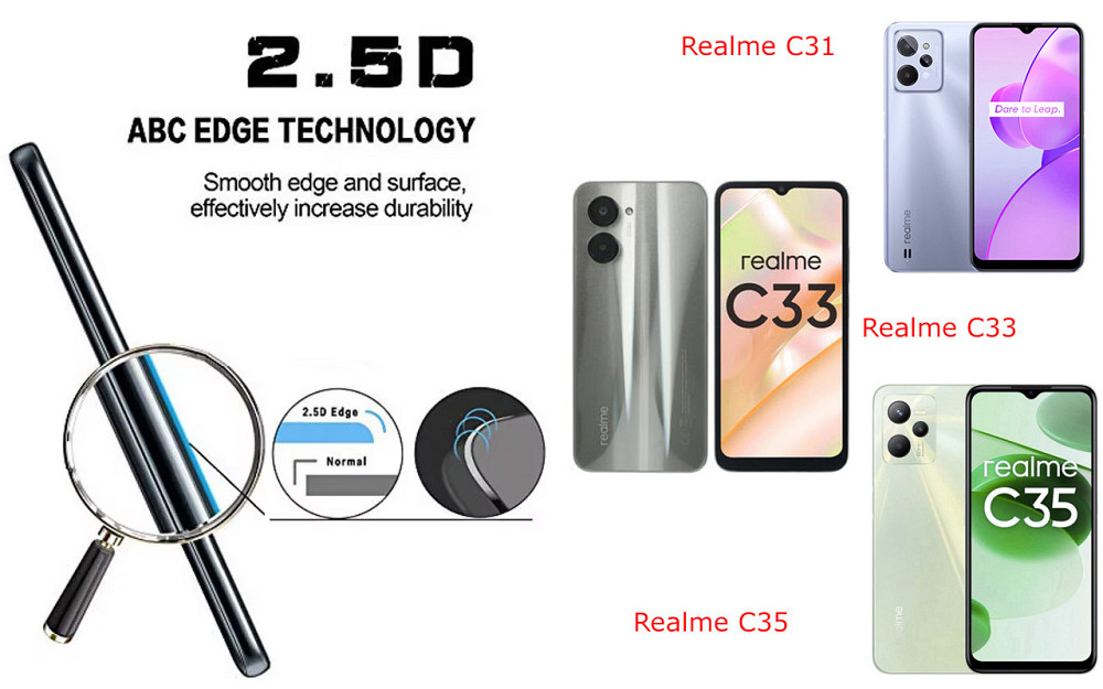 Захисне скло ArmorGlass для Realme C31, Realme C33, Realme C35 – стійке до подряпин та ударів Київ - фото 2