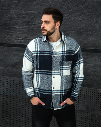 Сорочка чоловіча байка Біло-Темносиній M Харків