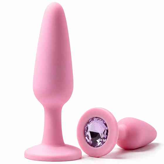 Анальная пробка силиконовая ALUME розовая с розовым камнем, S Sex Aura Киев