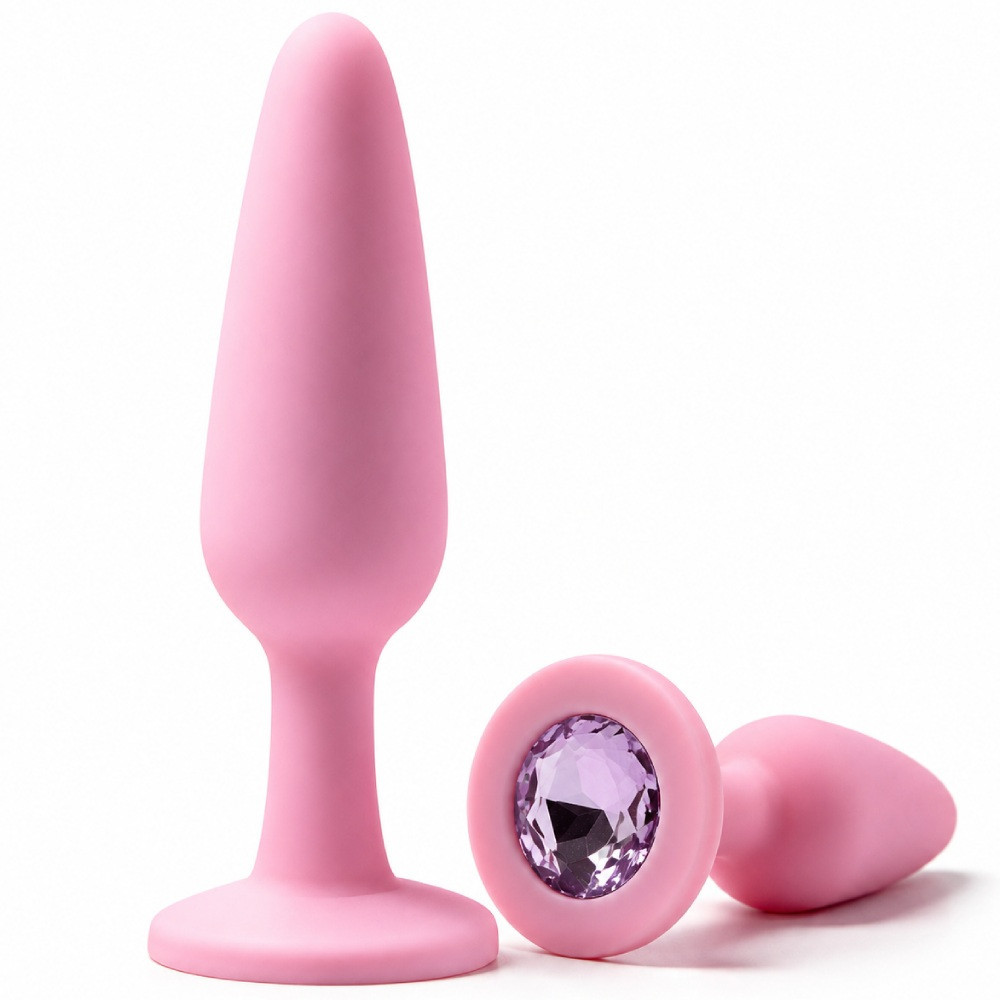 Анальная пробка силиконовая ALUME розовая с розовым камнем, S Sex Aura Киев - изображение 1