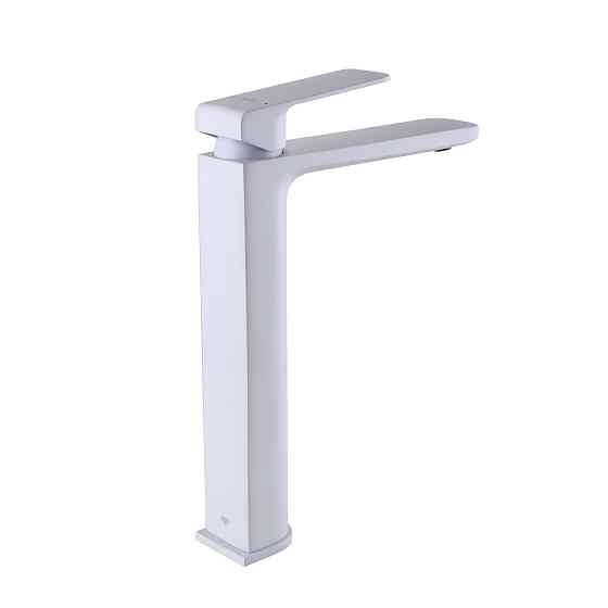 Змішувач для умивальника TOPAZ ODISS TO 18203-H52-WW високий, Білий Мат.,шланги TAQ-M1055,D25 Луцьк