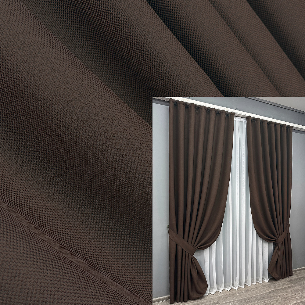 Комплект готових штор VR-Textil Льон-блекаут Льон Мішковина № 291ш Венге 100х270см 2 шт (31-044) Київ - фото 9