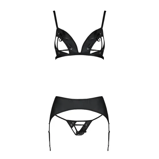 Комплект з екошкіри Passion MILEY SET S/M, black, трусики, бюстгальтер, пояс для панчіх Львов