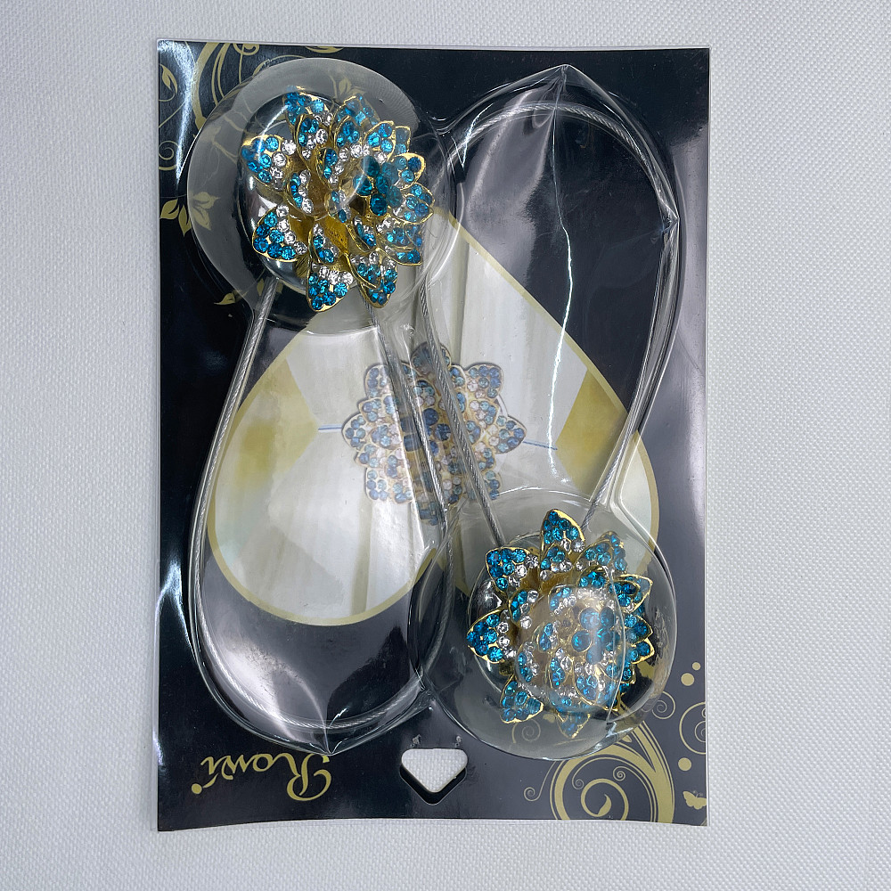 Магніти для штор та гардин "Flowers" набір 2 шт Бірюзовий з золотистим (81-202) Київ - фото 8