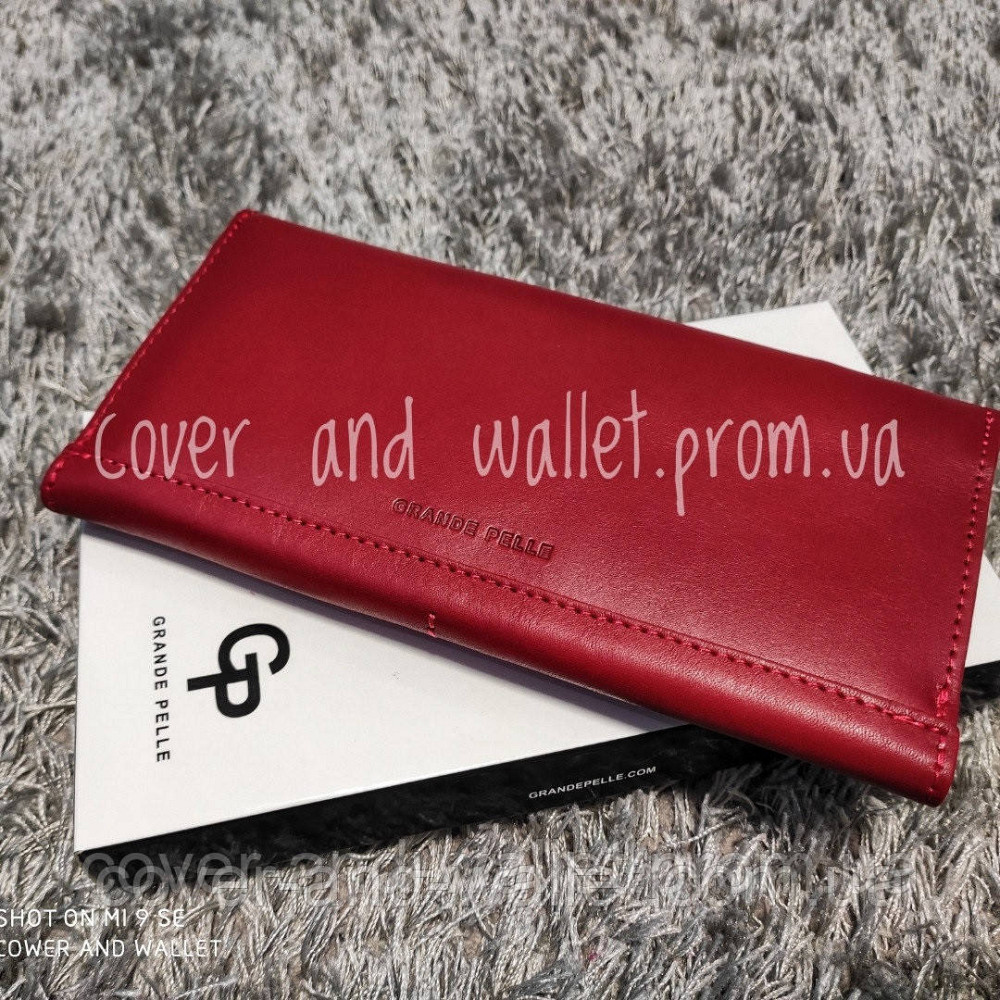 Модний жіночий червоний гаманець з італійської шкіри Grande Pelle Festa Київ - фото 3