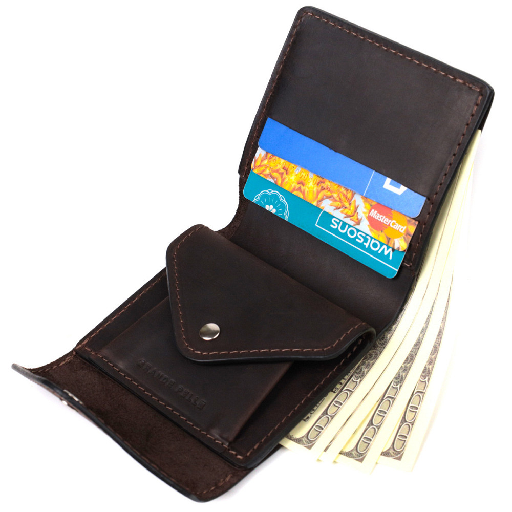 Кошелек для мужчин из матовой натуральной кожи GRANDE PELLE 16810 Коричневый Киев - изображение 5