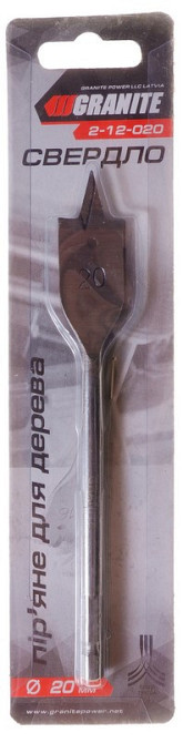 Сверло для дерева GRANITE перьевое 20х152 мм 6-гранный хвостовик 1/4