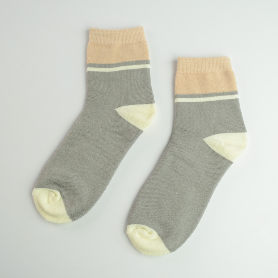 Теплые носки женские классические у полоску GM Textile Высокие 36-41 Серый с Бежевым Сумы - изображение 3