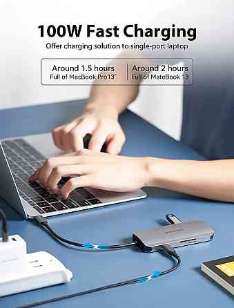 USB-хаб Vention USB-C з HDMI, USB 3.0, SD/TF, 0.15M, Сірий Київ