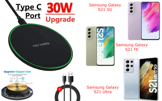 Бездротовий зарядний пристрій Copper до 30W для Samsung Galaxy S21 5G, S21 FE, S21 Ultra, USB-C, LED Київ