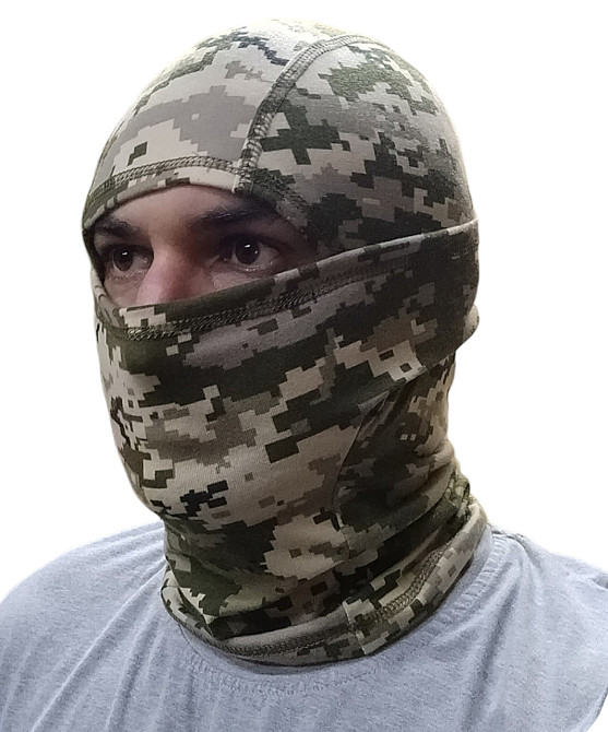 Балаклава чоловіча тактична підшоломник піксель трикотаж літня Tactical Balaclava Одеса - фото 9