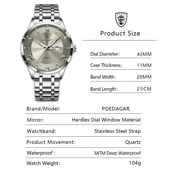 Мужские наручные часы Poedagar Berlin (Серебристый) Винница - изображение 4
