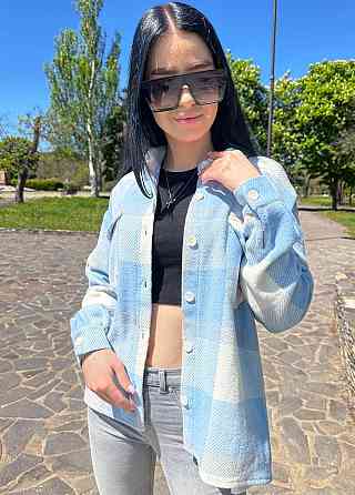 Жіноча тепла сорочка "Elba" оптом | Розпродаж моделі 46-48, Блакитний + сірий Київ