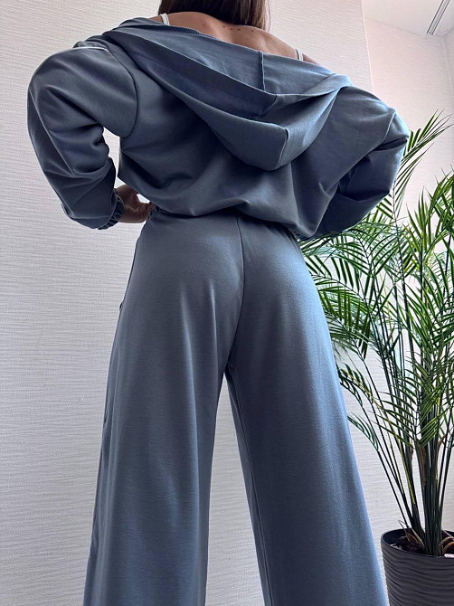 Женский прогулочный костюм тройка: кофта топ и штаны  двунить + микродайвинг Джинс, 46/48 Одесса - изображение 8