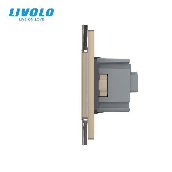 LIVOLO Сенсорний прохідний/перехресний вимикач 1 сенсор 1 розетка LIVOLO золото матове скло Коломия