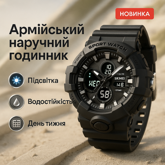 Водонепроницаемые часы для рыбалки SKMEI, Часы военные мужские Полевые для армии KN-31 Львов